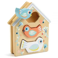 Games & Puzzles|Djeco Baby Birdi Wooden Sorting Box and Stacking Birds