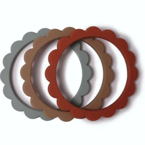 Silicone Teethers|Mushie Flower Teething Bracelet - 3 Pack