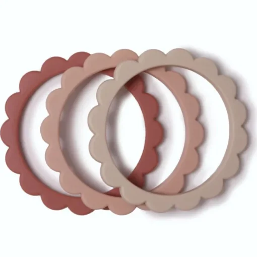 Silicone Teethers|Mushie Flower Teething Bracelet - 3 Pack