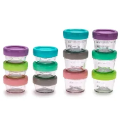 Food Prep & Storage|Melii Baby Glass Food Containers 12 Pack Set - 2oz and 4oz