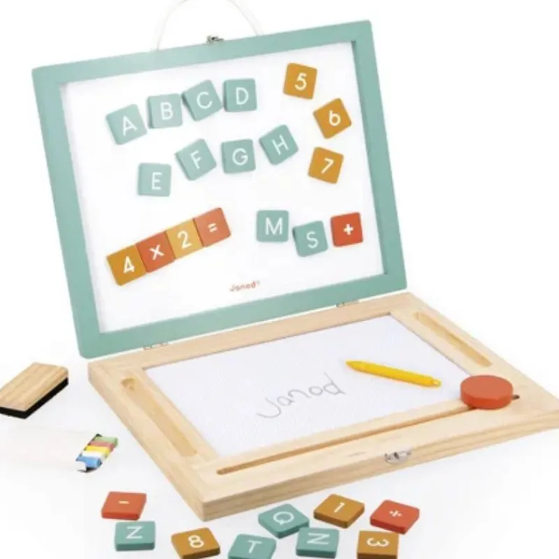 Arts & Crafts|Janod 4-in-1 Portable Magnetic & Chalk Board