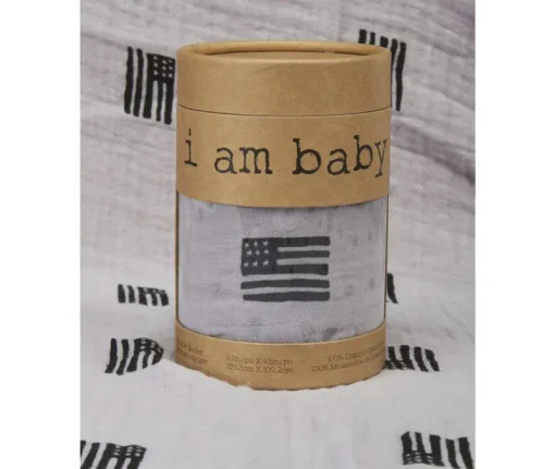 Swaddles|I Am Baby Muslin Swaddle - American Black/Grey