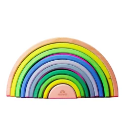 Building Toys|Grimm's Neon Stacking Rainbows - 10 Piece