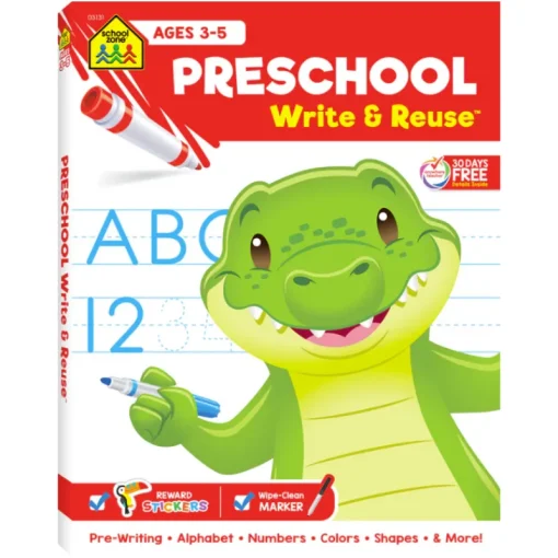 Books|School Zone Preschool Write & Reuse Workbook