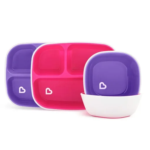Tableware|Munchkin Splash Dining Set - Pink/Purple - 4pk
