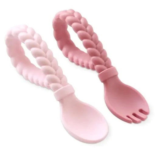 Self Feeders|Itzy Ritzy Sweetie Spoons - Silicone Baby Fork + Spoon Set